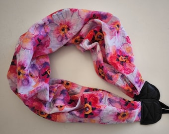 Scarf camera strap Camera scarf strap Fabric camera strap Flower scarf strap DSRL Camera strap Pink fabric camera strap Camera Accessories