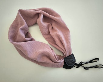 Fabric camera strap Muslin camera strap Cotton camera strap Scarf camera strap DSRL camera strap Mauve pink camera strap Camera accessories