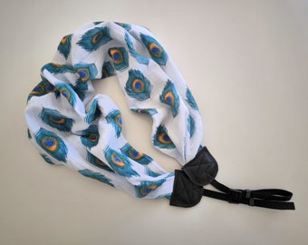 Peacock Feather Camera Strap: Muslin Fabric, Adjustable Length