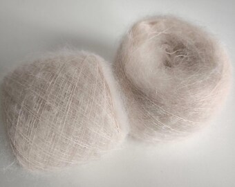 Light Pink Kid Mohair Silk Yarn: Italian Lace Weight, 273 yds