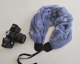 Scarf camera strap Camera scarf strap Blue camera strap Jeans Blue camera strap Fabric camera strap Photography prop Camera accessories