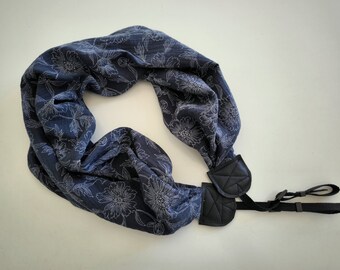 Camera Strap Scarf Dark Blue Camera Strap Fabric Camera Strap Camera Scarf Strap DSRL Camera Strap Photography Prop Camera Accessories