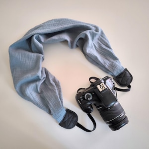 Scarf camera strap Fabric camera strap Blue camera strap Camera accessories Nikon Cannon Sony Fuji Women camera strap Photographer gift