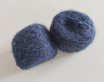 Super Kid Mohair Yarn: Smokey Indigo Blue Italian Lace Weight (25g per ball)