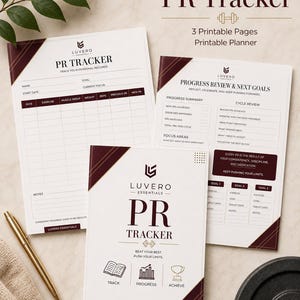 Utskrivbar PR-tracker | Personlig loggbok | Träningsplanerare | Styrketräningsdagbok | Gymlogg Canva-mall | Fitnesstracker