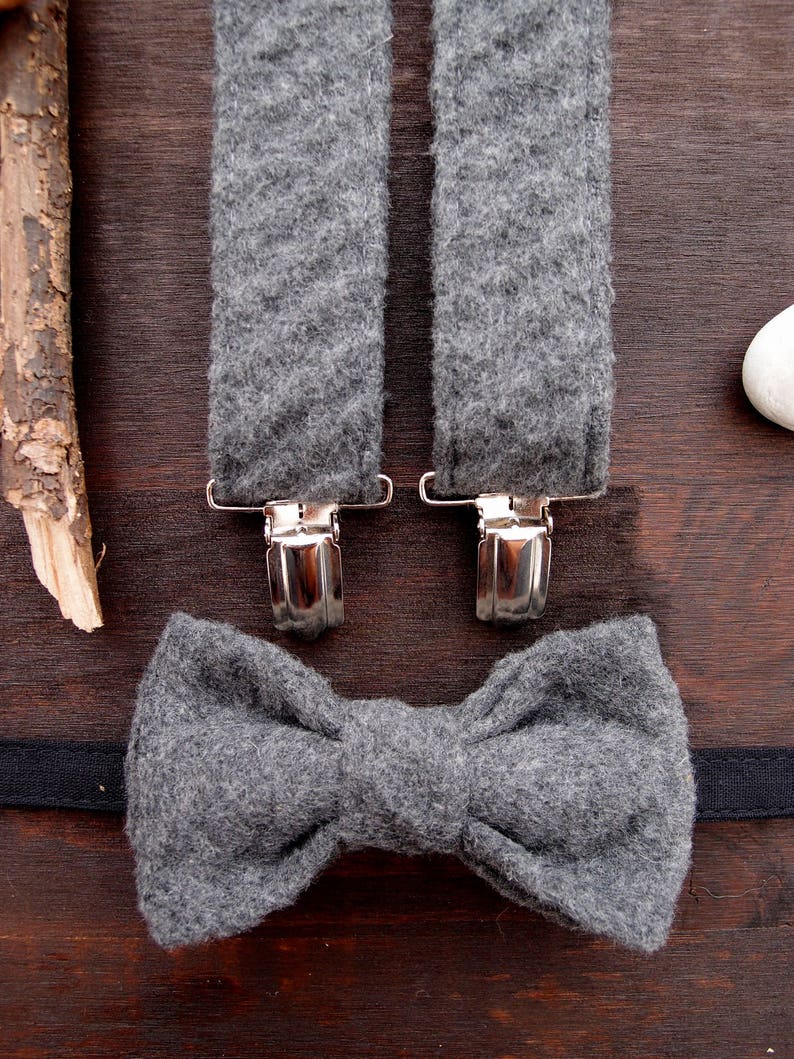 Grey Bow Tie and Suspenders Adult Suspenders Set Birthday Etsy