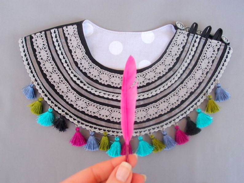 Ethnic Jewelry gift for her gift for mom Tassel necklace Textile necklace Art Ethnic Necklace with colorful tassels