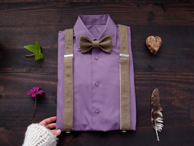 Suspenders Groomsmen Gift Bow Tie Rustic Wedding Groom Father Etsy
