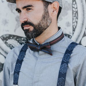 Dark Blue Mens Suspenders, Denim Fabric braces for men with adjustable length, personalized gift idea, from wife to husband gift image 2