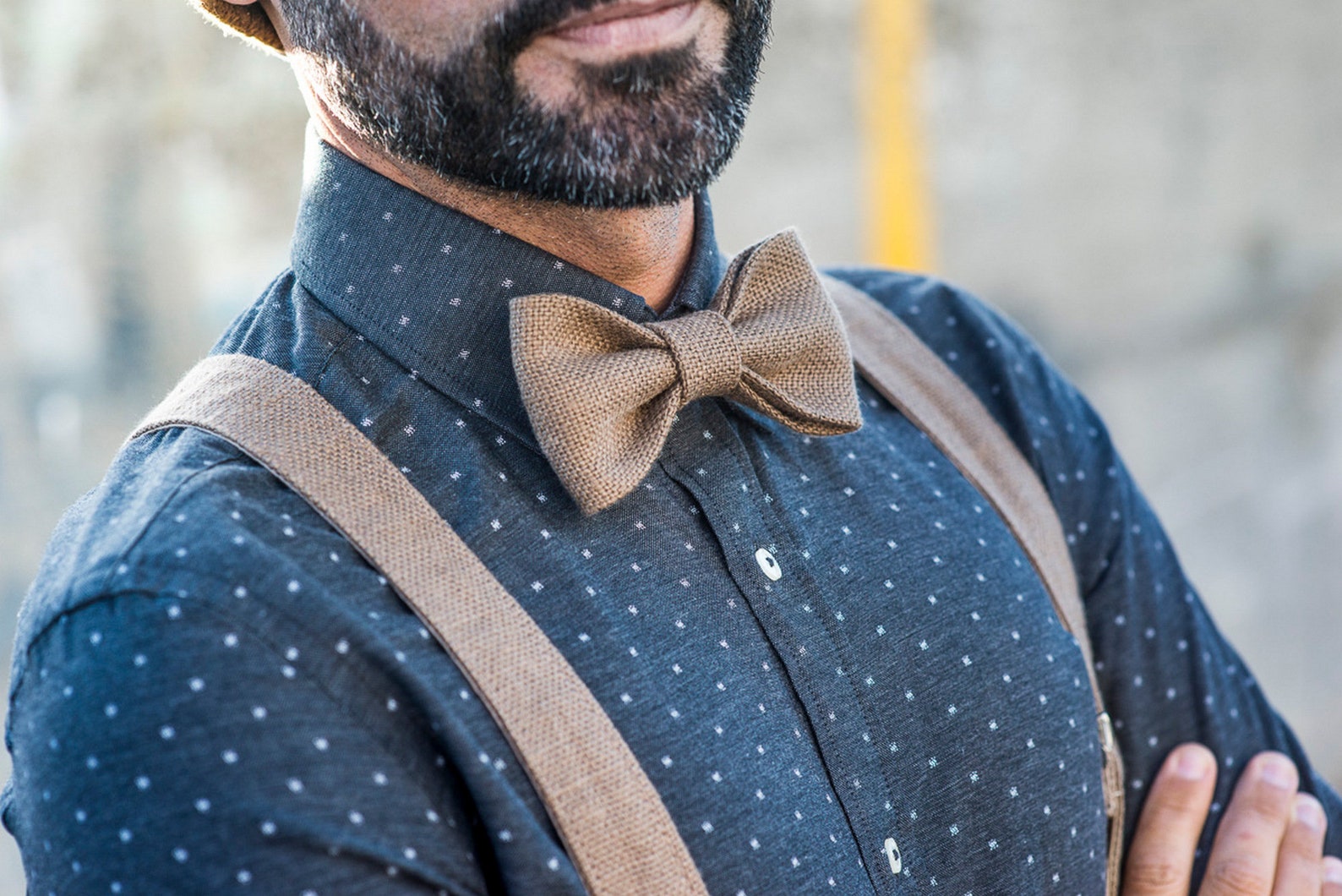 Beige Braces for Men Bow Tie and Braces Vegan Suspenders and Etsy