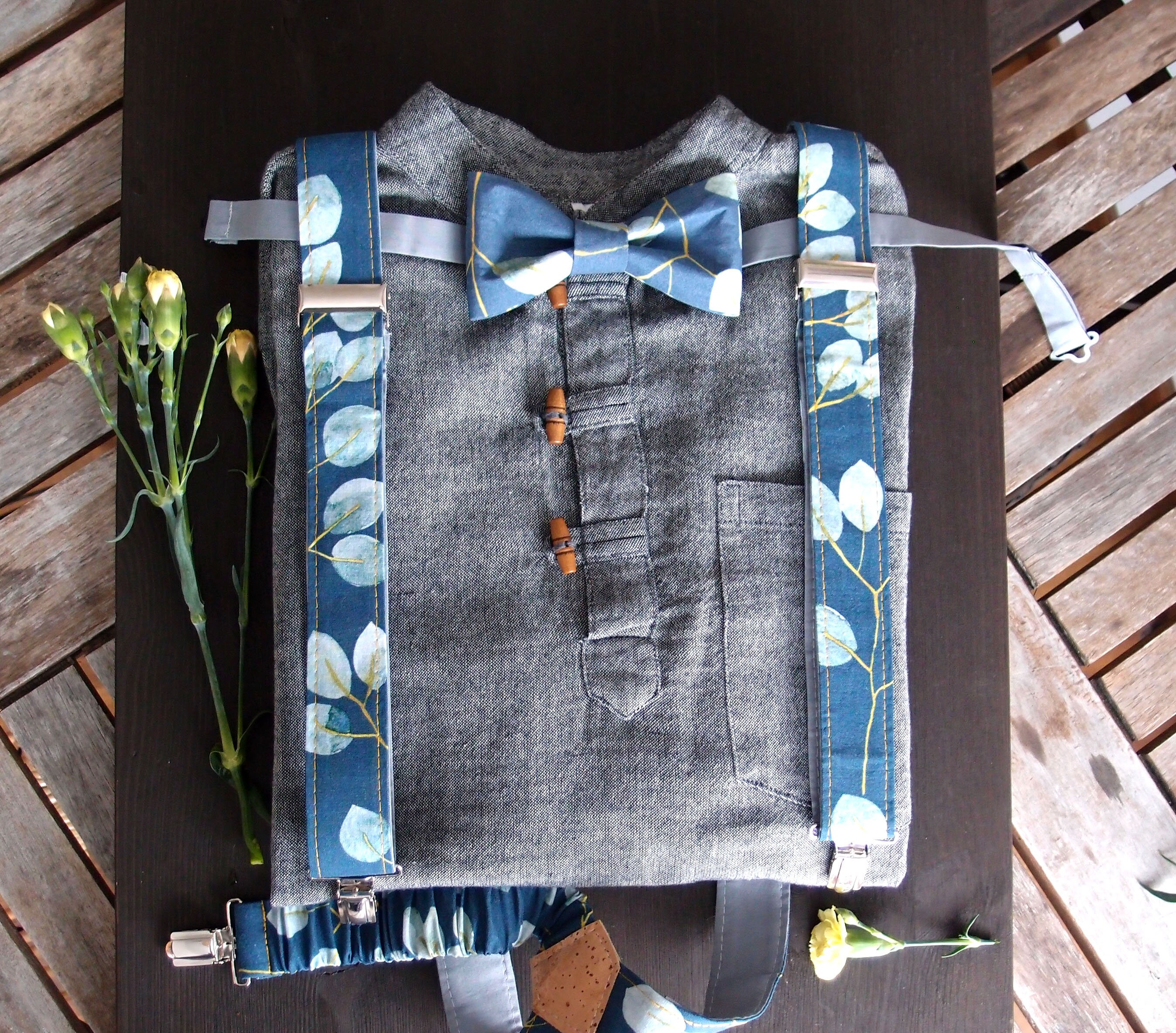 Gray Mens Suspenders and Bow Tie in Set Groomsmen Suspenders - Etsy