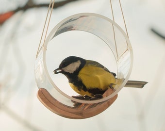 Window Bird Feeder, Hanging bird feeder, Modern Bird Feeder, Acrylic glass, Bird watching, Bird lover gift, Early Bird Gift, Wake up gift,