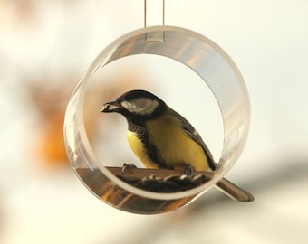 Birdwatching, Bird Feeder Hanging, Wake Up Bird, Window Bird Feeder, Bird lover gift, Glass bird feeder, Early Bird Gift, New Year Gift,