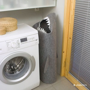 Felt Cloth Shark Laundry Hamper Toy Basket for Home Bedroom Kid's Room 