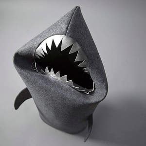 SHARK, Felt laundry basket for bathroom or children's room as a basket for toys, anthracie, silver teeth, Uczarczyk, gift idea, Big size L image 3