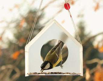 Comedero de pájaros moderno, comedero de pájaros colgante, comedero de pájaros de ventana, regalo de Año Nuevo, acrílico, casa de pájaros, observación de aves, pájaros pequeños,