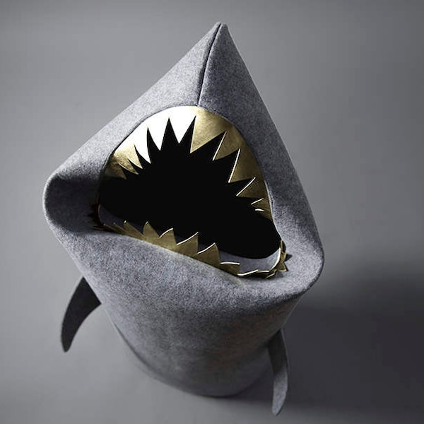 Felt Shark Laundry Hamper, Kids Toy Storage Bin, Room Decor