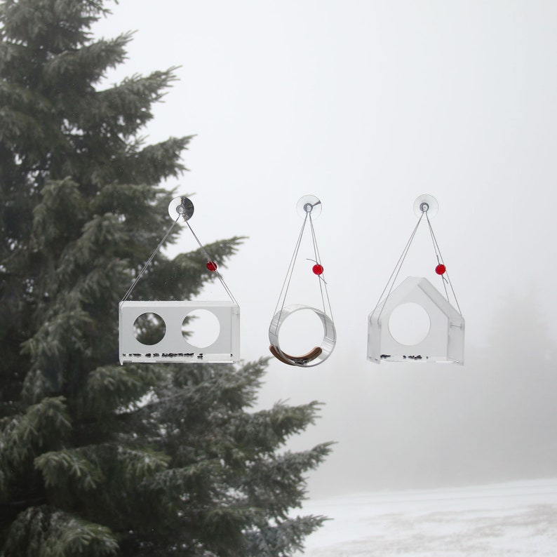 Modern Bird Feeder, Hanging Bird Feeder, Window Bird Feeder, New Year Gift, Acrylic, Bird house, Bird watching, Small birds, image 10
