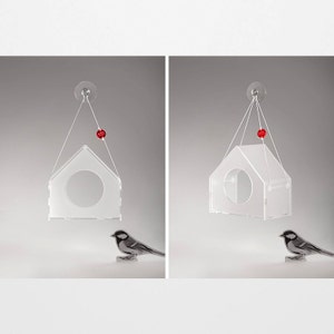 Modern Bird Feeder, Hanging Bird Feeder, Window Bird Feeder, New Year Gift, Acrylic, Bird house, Bird watching, Small birds, image 4