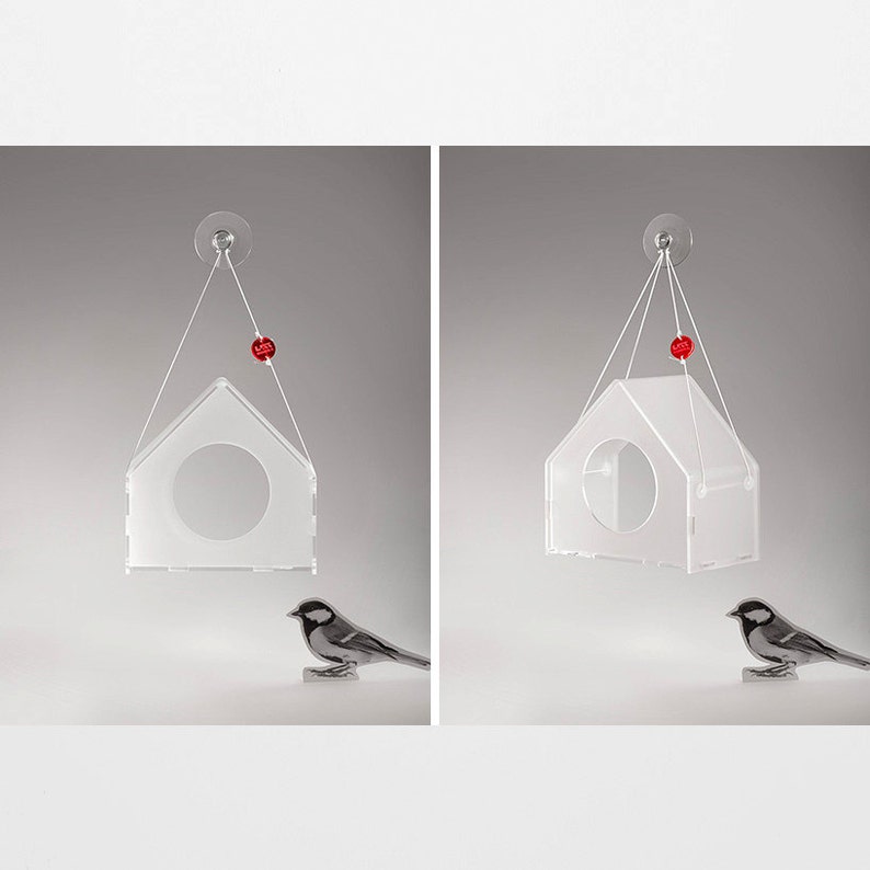 Modern Bird Feeder, Hanging Bird Feeder, Window Bird Feeder, New Year Gift, Acrylic, Bird house, Bird watching, Small birds, image 4