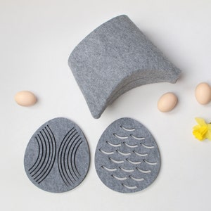 Easter Tea Cozy Set, Tea Cozy Set for all tea lovers, Easter table, Felt modern design style, Gray felt, Duck, Easter eggs, Tea accesories, image 6