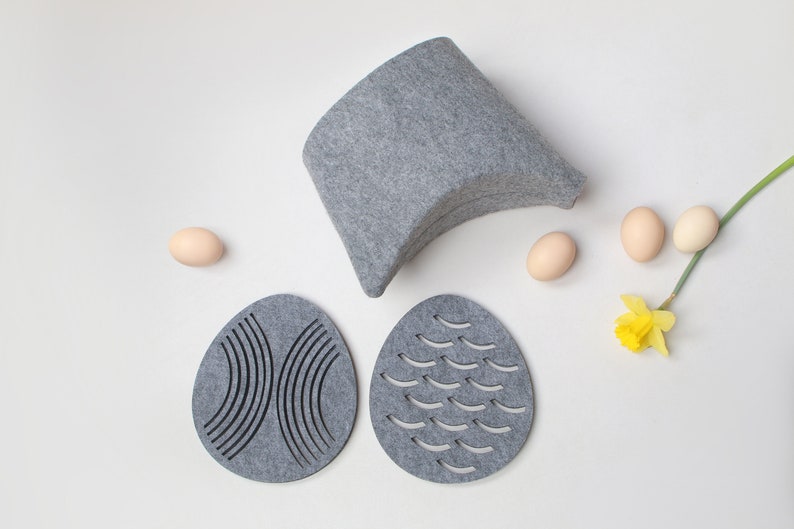 Easter Tea Cozy Set, Tea Cozy Set for all tea lovers, Easter table, Felt modern design style, Gray felt, Duck, Easter eggs, Tea accesories, image 6