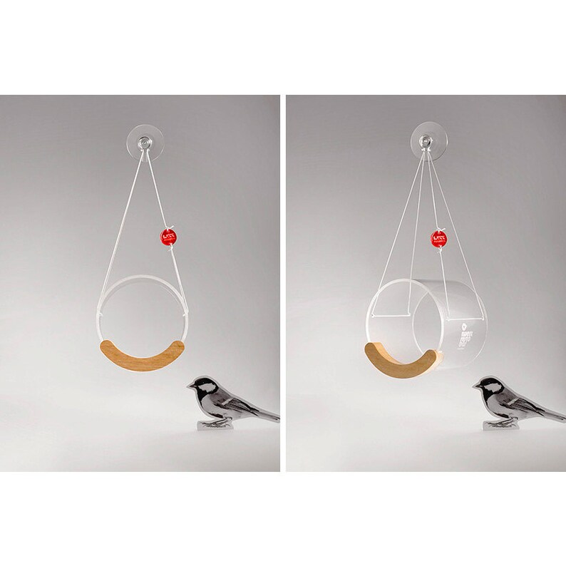 Hanging Bird Feeder, Window Bird Feeder, Modern Bird Feeder, Feeding birds, Tube, Bird watching, Bird lover gift, Early Bird Gift, Wake up, image 2