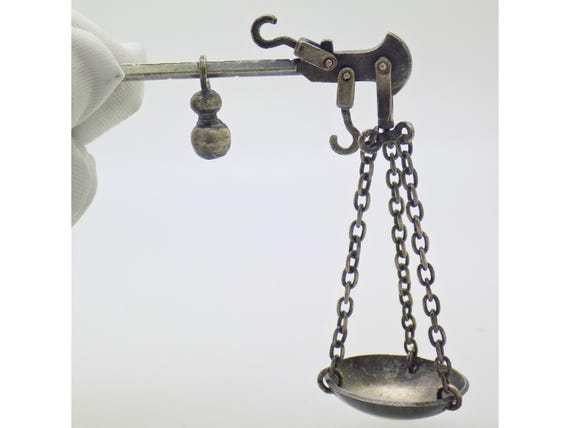 Miniature Stadera Balance, Solid Silver 925, Bilancino Street Vendor, Arezzo, Italy, Vintage 1970s-1980s, Scale Miniature, 20g