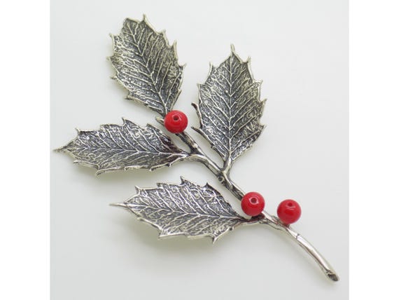 Christmas Decoration Red Berries in Solid Silver 800 Sacchetti Arezzo Italy Vintage Figurine 1970s 1980s 11g
