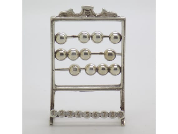 Miniature Abacus, Solid Silver 800, Italy, 1970s-80s, Calculating Instrument, Statuette, Italian Goldsmithing, Collectible