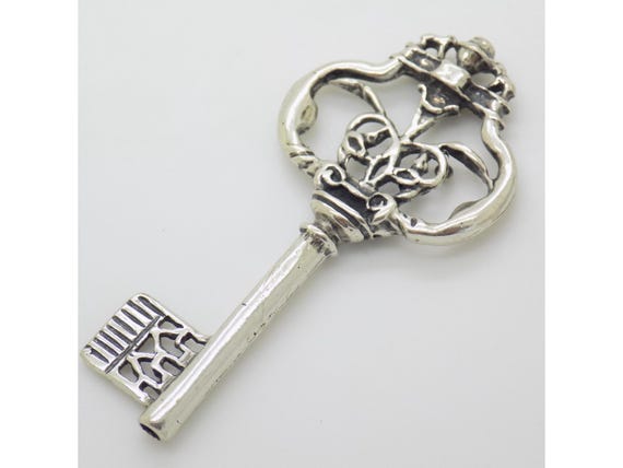 Vintage 800 Sterling Silver Key from Italy, Arezzo, Tuscany - Rare Decorative Symbolic Object