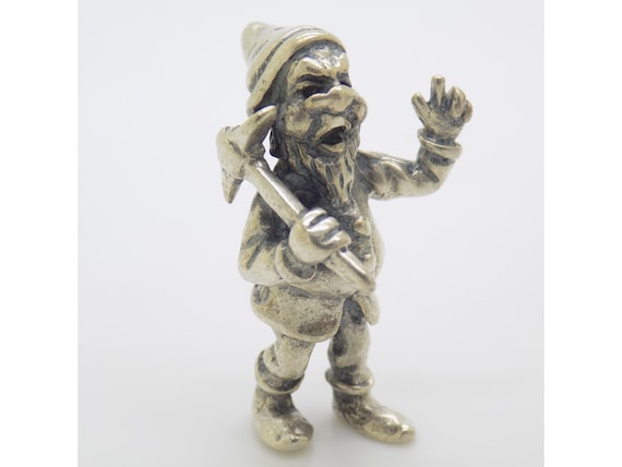 Vintage Argent Massif 800 Italien Fait Main Figurine Nain de Jardin Miniature Statuette Modele Brevete Orfevrerie Arezzo 1980s 1990s