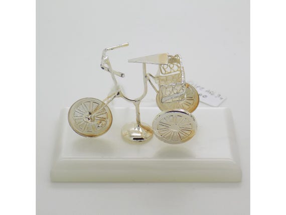 Miniature Tricycle, Sterling Silver 925 Filigree, Florence, Italy, 1990s-2000s, NFC Gioielli Toy, Italian Silversmithing, Collectible