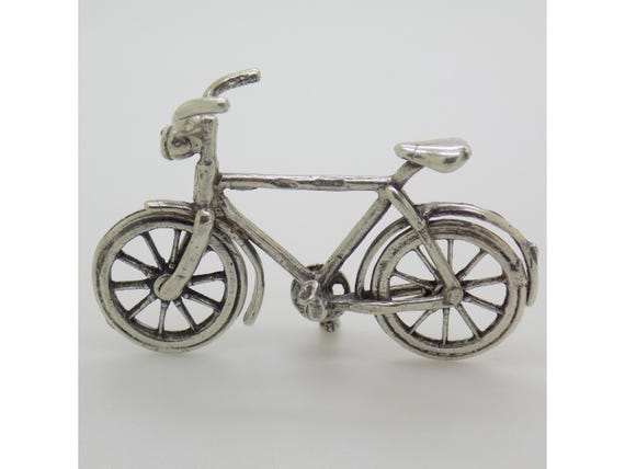 Miniature Solid Silver Bicycle 800 Arezzo Italy Collectible Bicycle Dollhouse Vintage Vehicle 1980s 1990s 6g