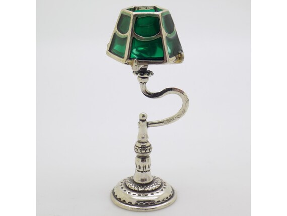 Miniature Liberty Lamp, Solid Silver 800, Italy, 1970s/80s, Tiffany Lighting, Figurine, Italian Silversmithing, Unique Collection