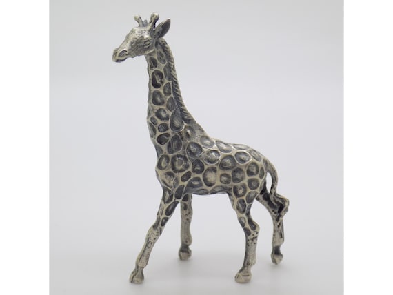 Solid Silver Giraffe Sculpture 800 Arezzo Italy 1970s 80s Vintage Animal Italian Goldsmithing Giraffe Figurine Metal Collectible