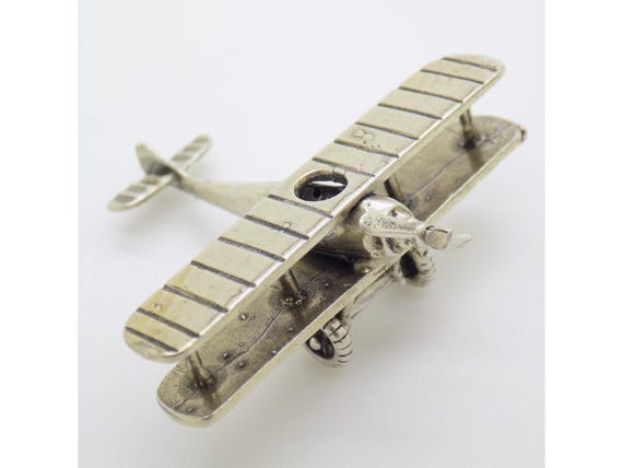 Miniature Airplane in Solid Silver 800 Italy Vintage Dollhouse Aerial Vehicle 1980s 1990s 15g