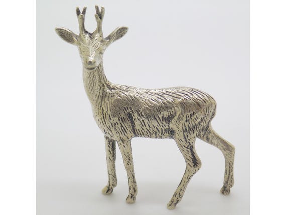 Solid Silver 800 Deer Fawn Figurine, Novara, Italy, Miniature Animal Statuette, Vintage Dollhouse Style, 1970s-1980s, Handmade, 34g