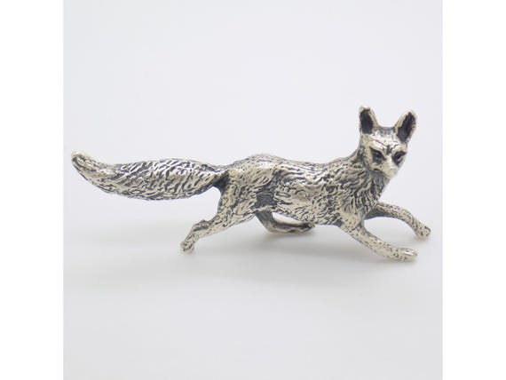 Miniature Hunting Fox in Solid 800 Silver, Arezzo, Italy, Vintage Animal Figurine, 1970s-1980s, 20g