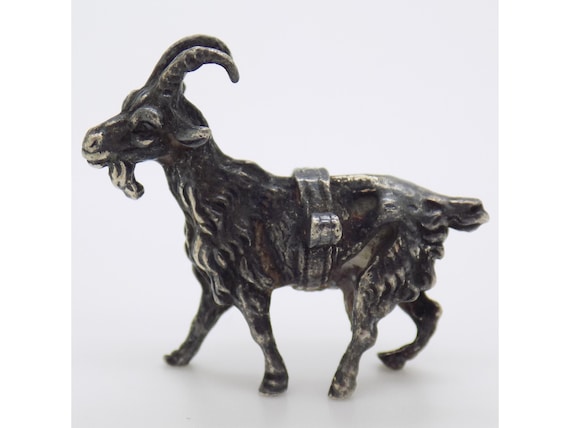 Solid Silver Goat Figurine, 800, Italy, 1960s-70s, Miniature Vintage Animal, Italian Silversmithing, Statuette, Collectible