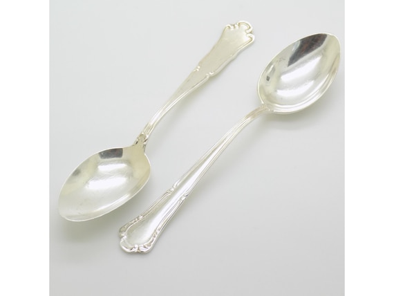 Pair of Solid 800 Silver Espresso Coffee Spoons from Palermo and Padua, Italy. Vintage Sugar Set from the 1970s/1980s. 16g