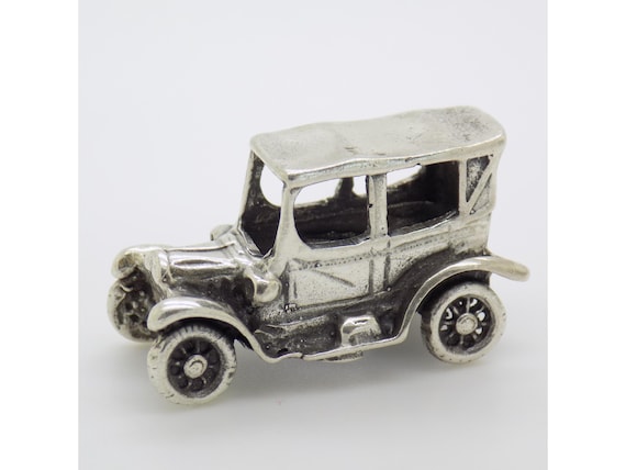 Miniature Antique Car in Solid 800 Silver, Italy, Collectible Car, Dollhouse Vintage Vehicle, 1970s-1980s, 10g