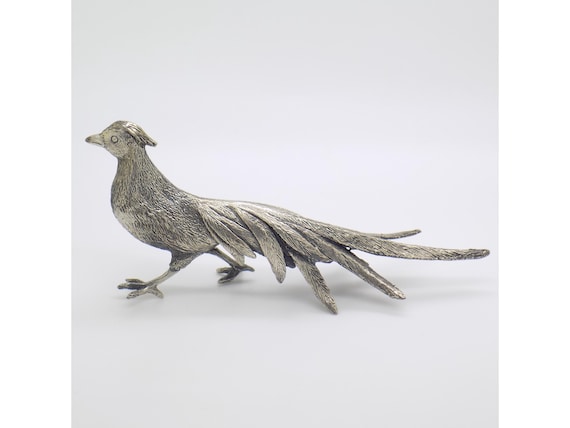Large Pheasant Figurine in Solid 800 Silver, Raspini Arezzo, Italy, Vintage Animal Figurine, 1960s-1970s, 59g