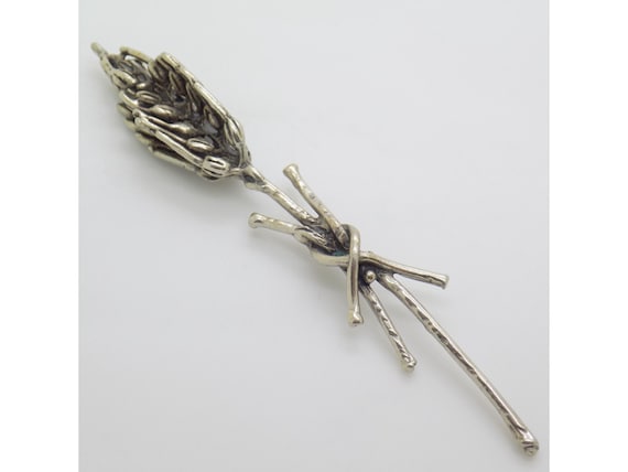 Vintage 1970s Sterling Silver Wheat Ear Figurine, 800 Silver, Italy, Life-Size, Plant Sculpture, 8g