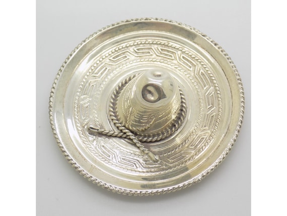 Miniature Mexican Sombrero Hat in Silver Guaranteed Mexico Traditional Vintage Figurine 1970s 1980s 13g