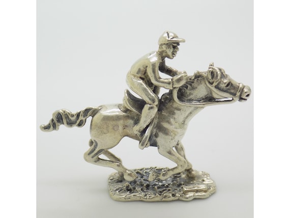 Vintage 925 Sterling Silver Racehorse Figurine from Arezzo, Italy, 1970s-1980s Equine Sculpture, 28g