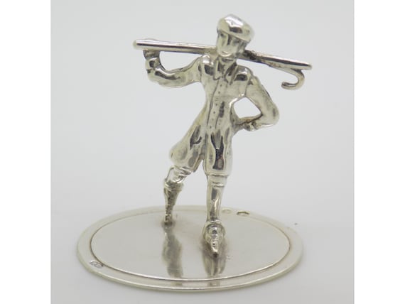 Gentleman with Cane Figurine in Solid Silver 835 Holland Vintage Figure Dated 1978 8g