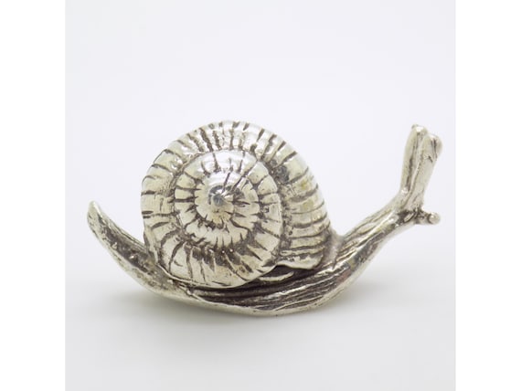 Solid Silver Snail 800 Life Size Bari Italy 1970s 80s Vintage Figurine Italian Silversmithing Collectible Decorative Animal Object