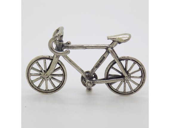 Miniature Racing Bicycle in Solid Silver 800 Raspini Arezzo Italy Vintage Dollhouse Sports Bicycle 1980s 1990s 5g