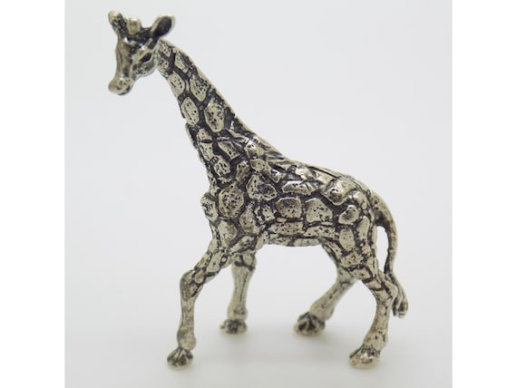 Miniature Giraffe in Solid 800 Silver, Italy, Vintage Animal Figurine, 1960s-1970s, 18g